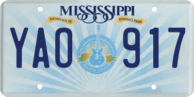 MS license plate YAO917