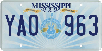 MS license plate YAO963