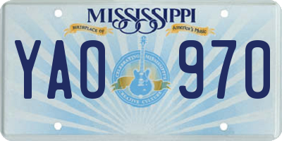 MS license plate YAO970