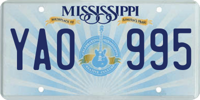 MS license plate YAO995