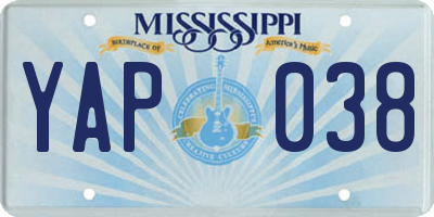 MS license plate YAP038