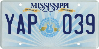 MS license plate YAP039