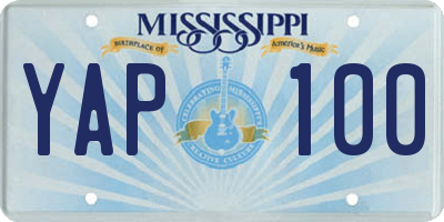 MS license plate YAP100