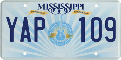 MS license plate YAP109