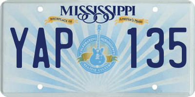 MS license plate YAP135