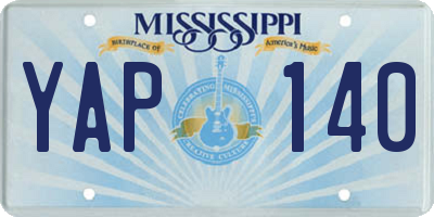 MS license plate YAP140