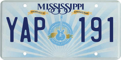 MS license plate YAP191