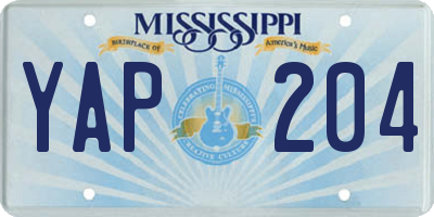 MS license plate YAP204