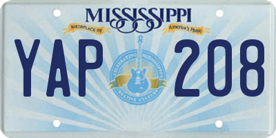 MS license plate YAP208