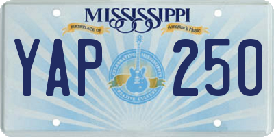 MS license plate YAP250