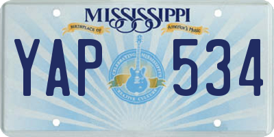 MS license plate YAP534