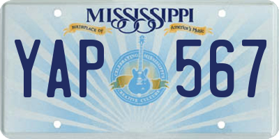 MS license plate YAP567