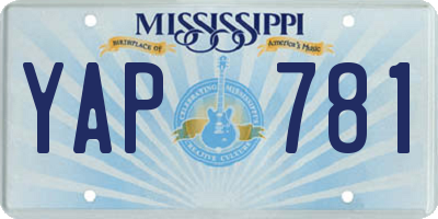 MS license plate YAP781