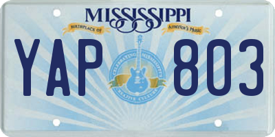 MS license plate YAP803
