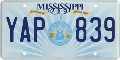 MS license plate YAP839