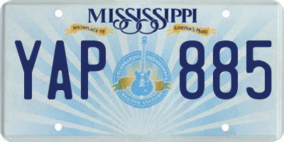 MS license plate YAP885