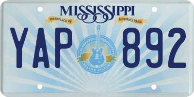 MS license plate YAP892