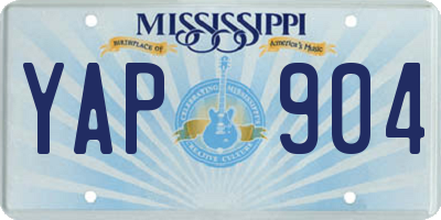 MS license plate YAP904
