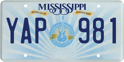 MS license plate YAP981