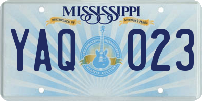 MS license plate YAQ023