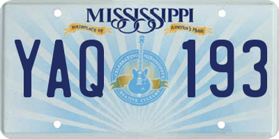 MS license plate YAQ193