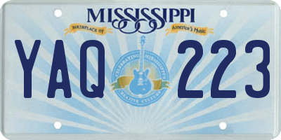 MS license plate YAQ223