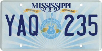 MS license plate YAQ235