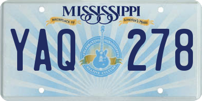 MS license plate YAQ278