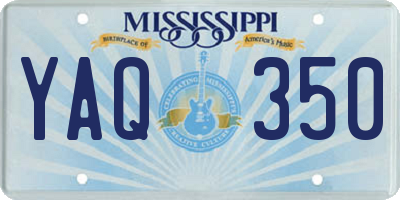 MS license plate YAQ350