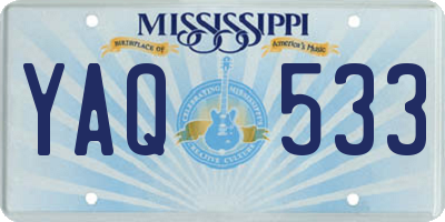 MS license plate YAQ533