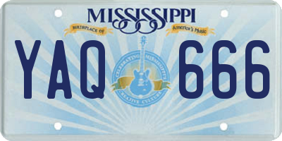 MS license plate YAQ666