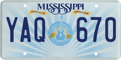 MS license plate YAQ670