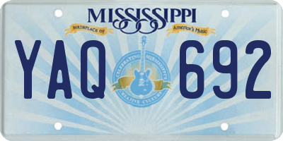 MS license plate YAQ692