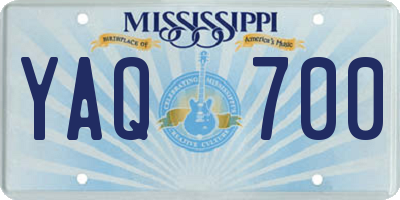 MS license plate YAQ700
