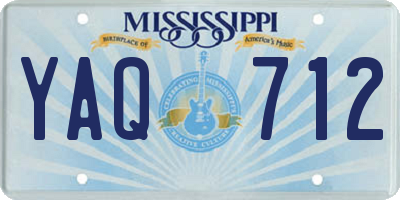 MS license plate YAQ712