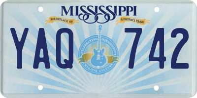 MS license plate YAQ742
