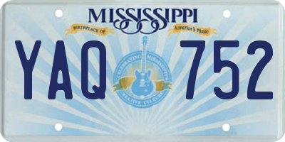 MS license plate YAQ752