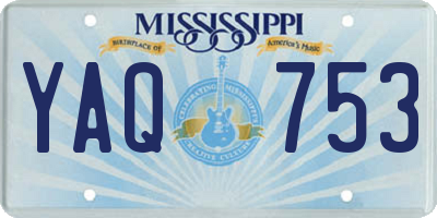 MS license plate YAQ753
