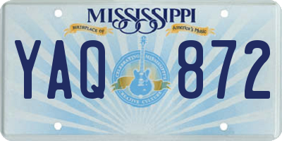 MS license plate YAQ872