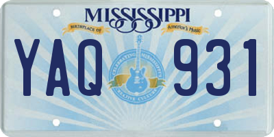 MS license plate YAQ931