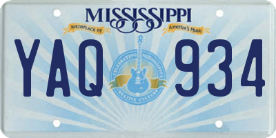 MS license plate YAQ934