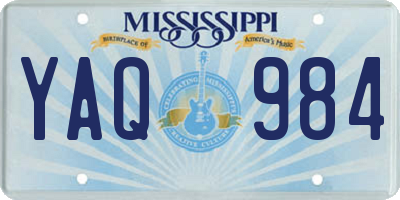 MS license plate YAQ984