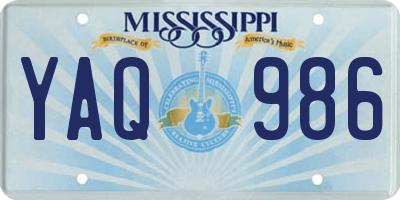 MS license plate YAQ986