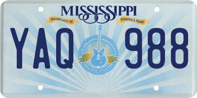 MS license plate YAQ988