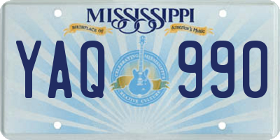 MS license plate YAQ990