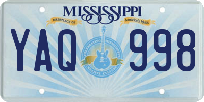 MS license plate YAQ998