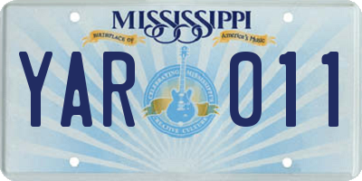 MS license plate YAR011