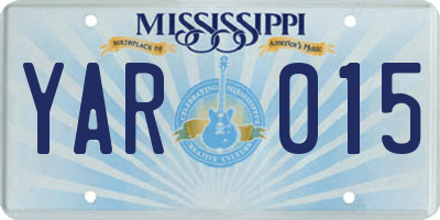 MS license plate YAR015
