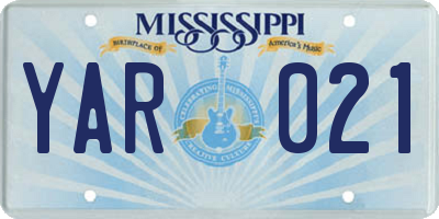 MS license plate YAR021