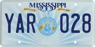 MS license plate YAR028